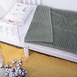 NTBAY Flannel Fuzzy Toddler Blanket, Fluffy Warm and Lightweight Reversible Stripes Design Baby Plush Blanket, 30x40 Inches, Grey