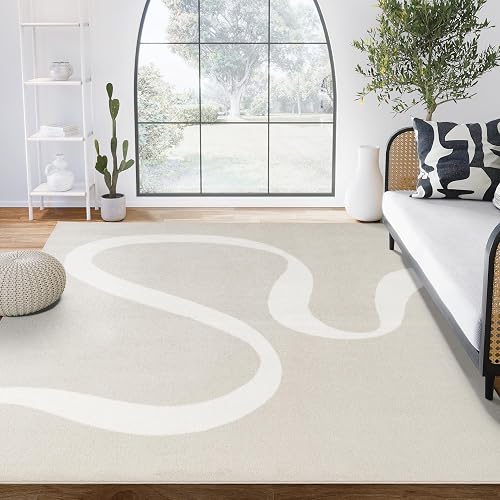 Abani Deco Collection Abstract Ribbon Area Rug Beige