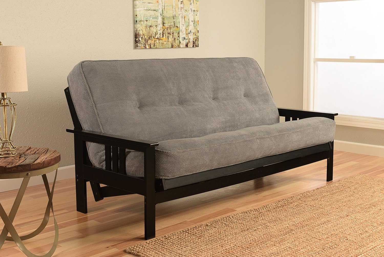 Mission Style Black Wood Frame Futon Convertible Full Size