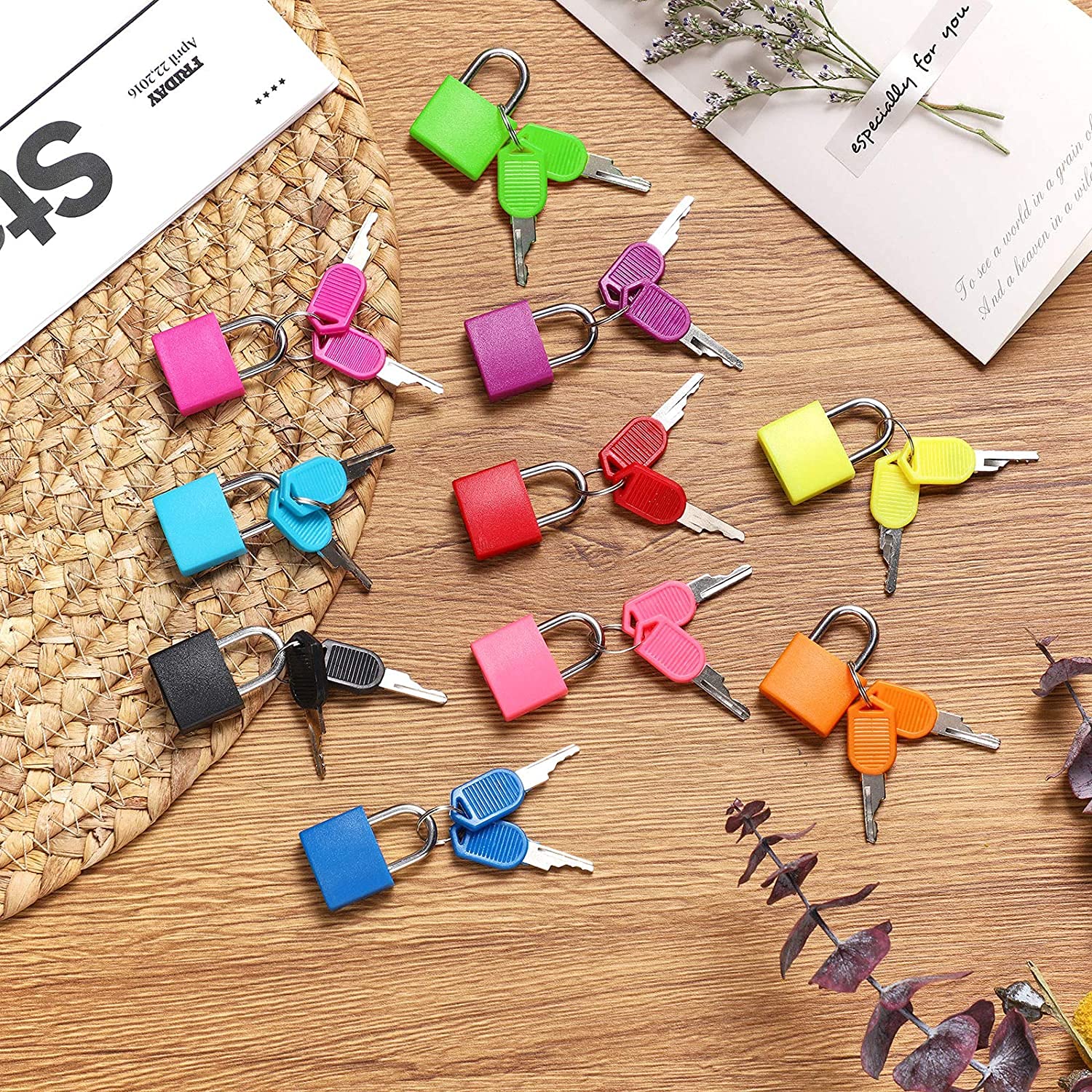 Suitcase Locks with Keys, Metal Padlocks Luggage Padlocks Multicolor Small Padlock Keyed Padlock for School Gym (8) — Amazon image 4