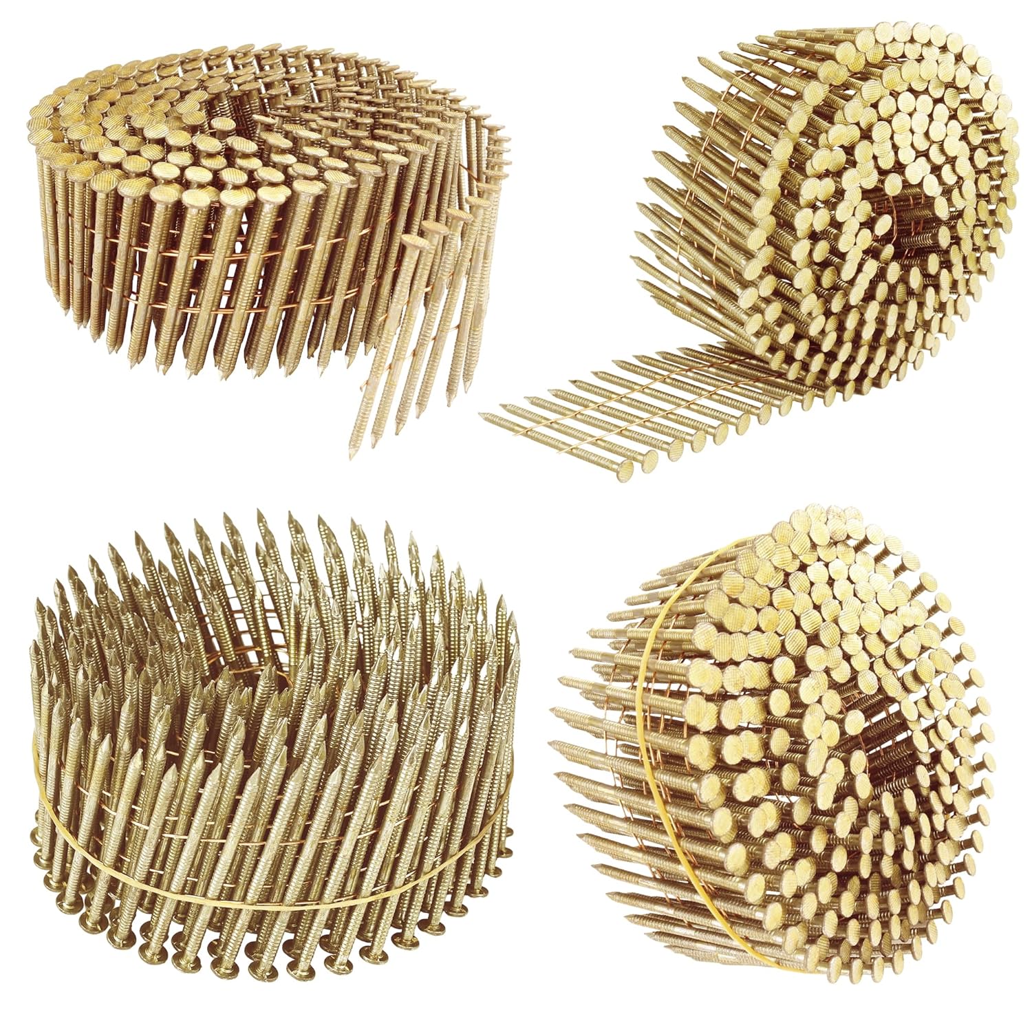 meite CNR238S Coil Siding Nails 2-3/8 × .113'' Ring Shank Wire Coil Nails 15 Degree Full Round-Head For Framing, Siding 2,000 PCS