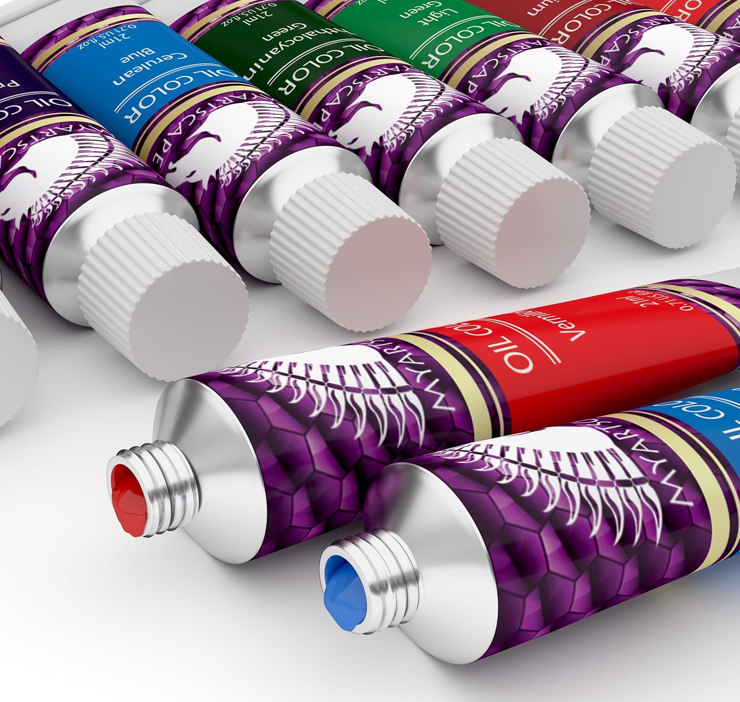MyArtscape Oil Paint Set - 21ml x 12 Tubes - Artist Quality - Lightfast - Heavy Body - Highly Pigmented Oil-based Colors - Excellent Coverage - Professional Painting Supplies