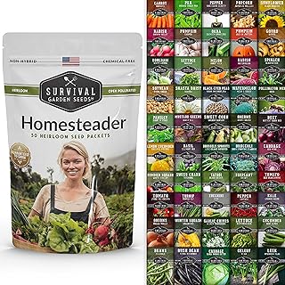 Survival Garden Seeds Homesteader Seed Vault - Vegetable Herb & Flower Seed Bank - 50 Heirloom Non-GMO Varieties for Plant...