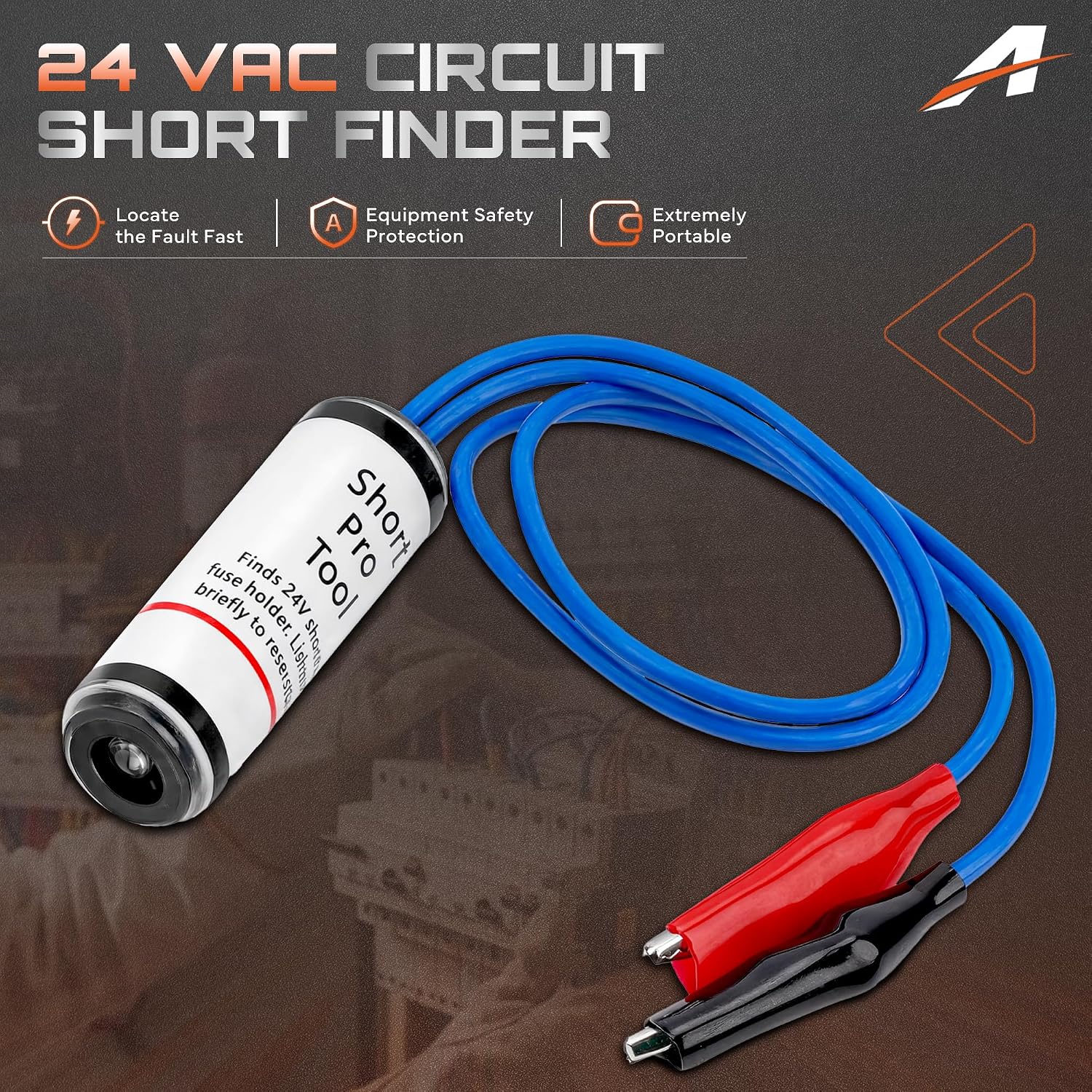 Short Pro Tool - 24V Short Circuit Finder and Diagnostic Tester for HVAC & Low Voltage Systems, Quick Short Circuit Detector with Alligator Clips, Troubleshoot Thermostat & Control Wiring