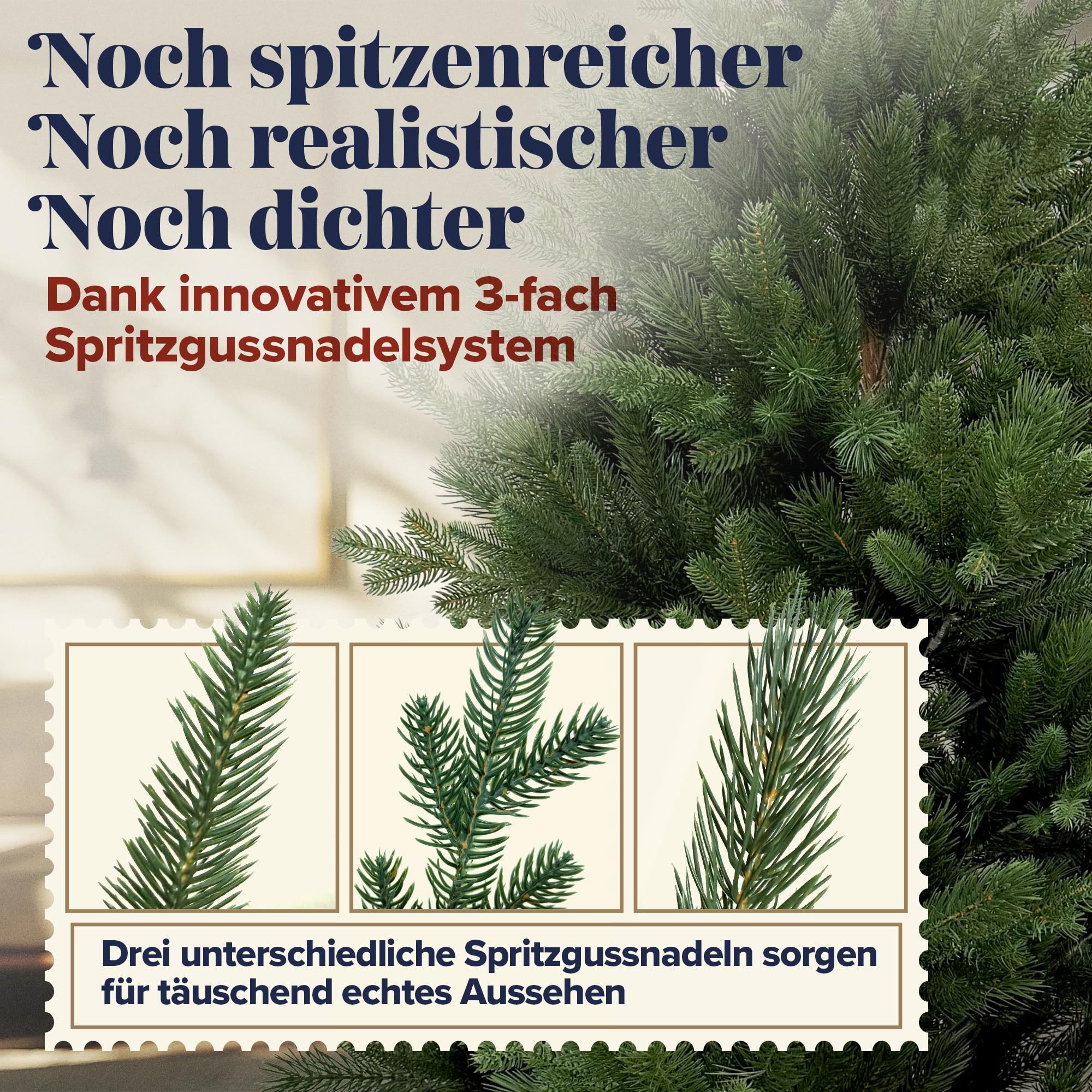 Weihnachtsbaum künstlich 180cm 100% PE Spritzguss - TESTSIEGER - Naturgetreu, dichte Zweige, Künstlicher Weihnachtsbaum mit Holzständer und Aufbewahrungstasche – Tannenbaum künstlich von Pure Living