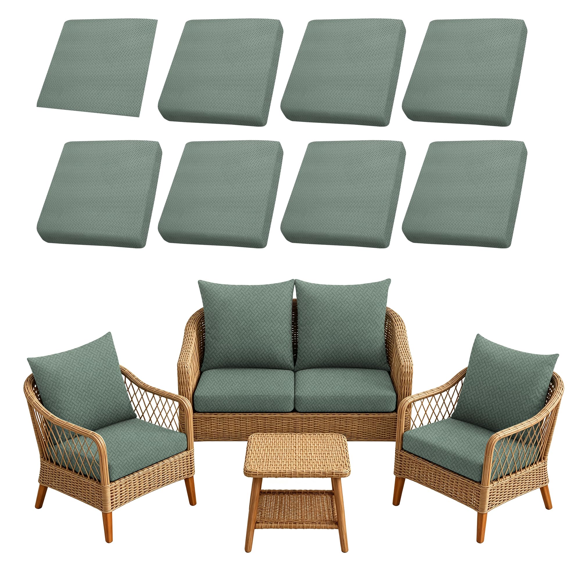 8PCS Patio Cushion Covers.Patio Furniture Couch SeatSlipcovers