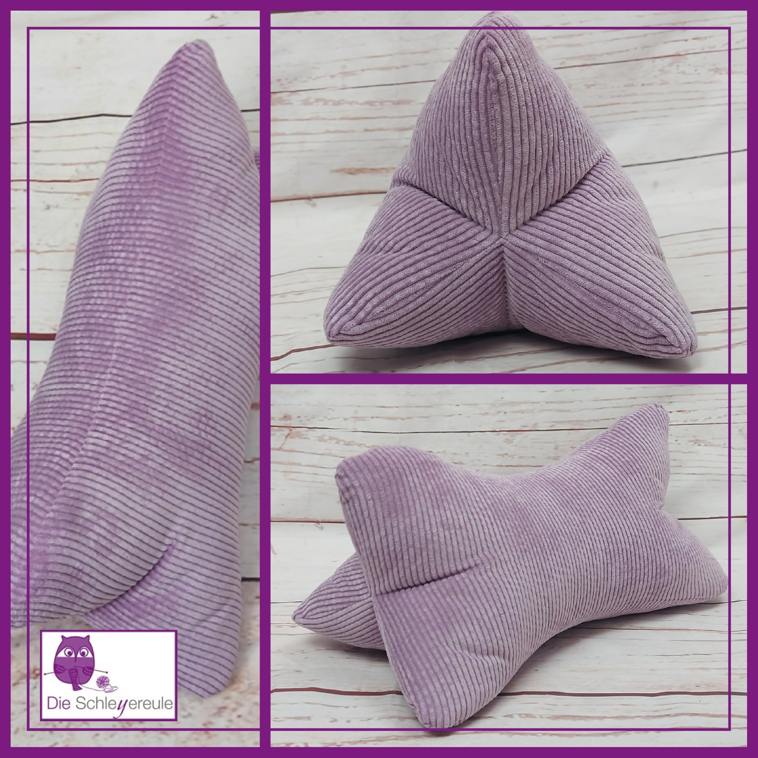 Leseknochen Cord Nackenkissen Handmade in Deutschland, weich und waschbar, Nackenrolle Lesekissen (Cord Flieder)
