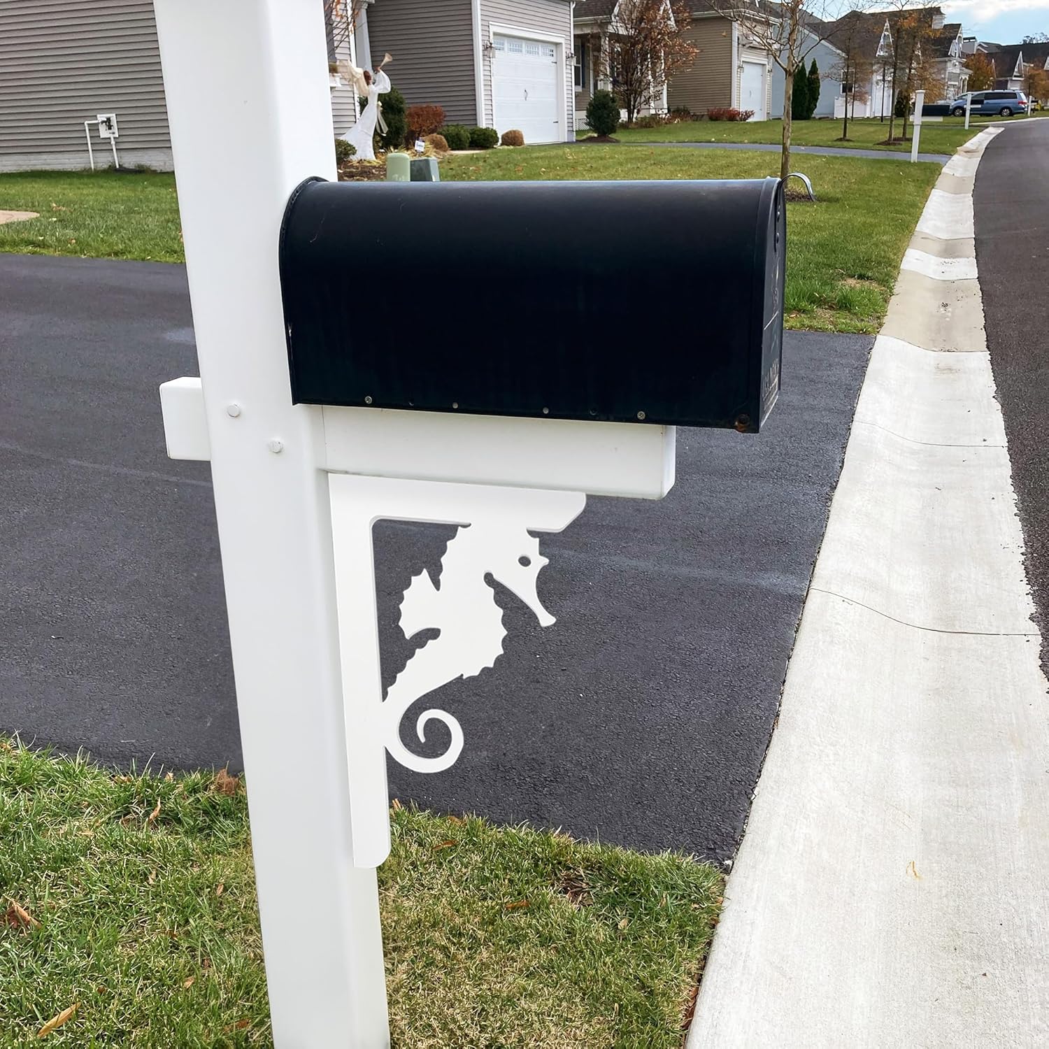 JennyGems Seahorse Decorative PVC Mailbox or Porch Bracket, Mailbox Decor for Outside, Beach Coastal Theme, 16 Inch, Made in USA