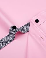 Vista 38 de Alimens & Gentle - Camisas de vestir con bolsillo y manga corta, de color liso y sin arrugas, estilo casual con botones, para hombres