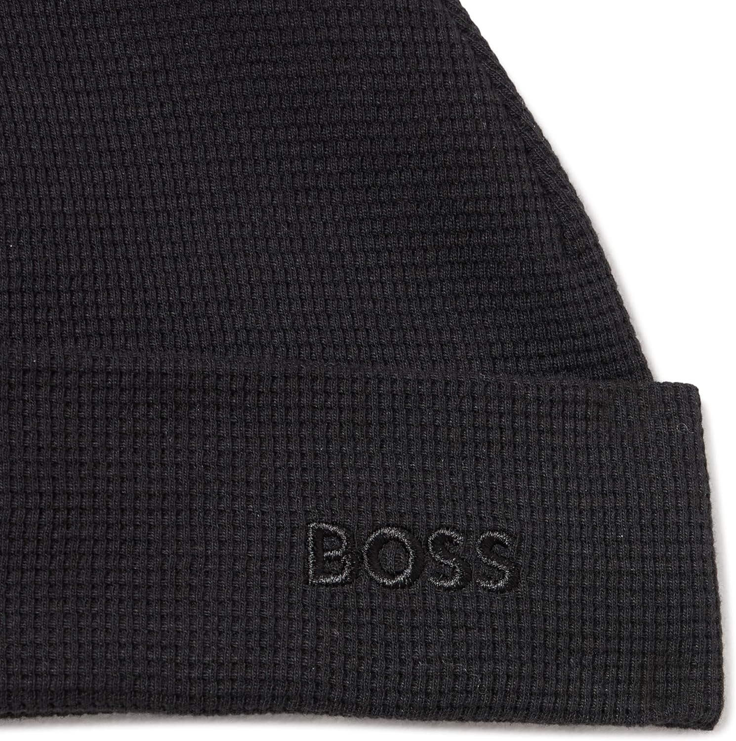 BOSS Men's Tonal Logo Waffle Structure Beanie