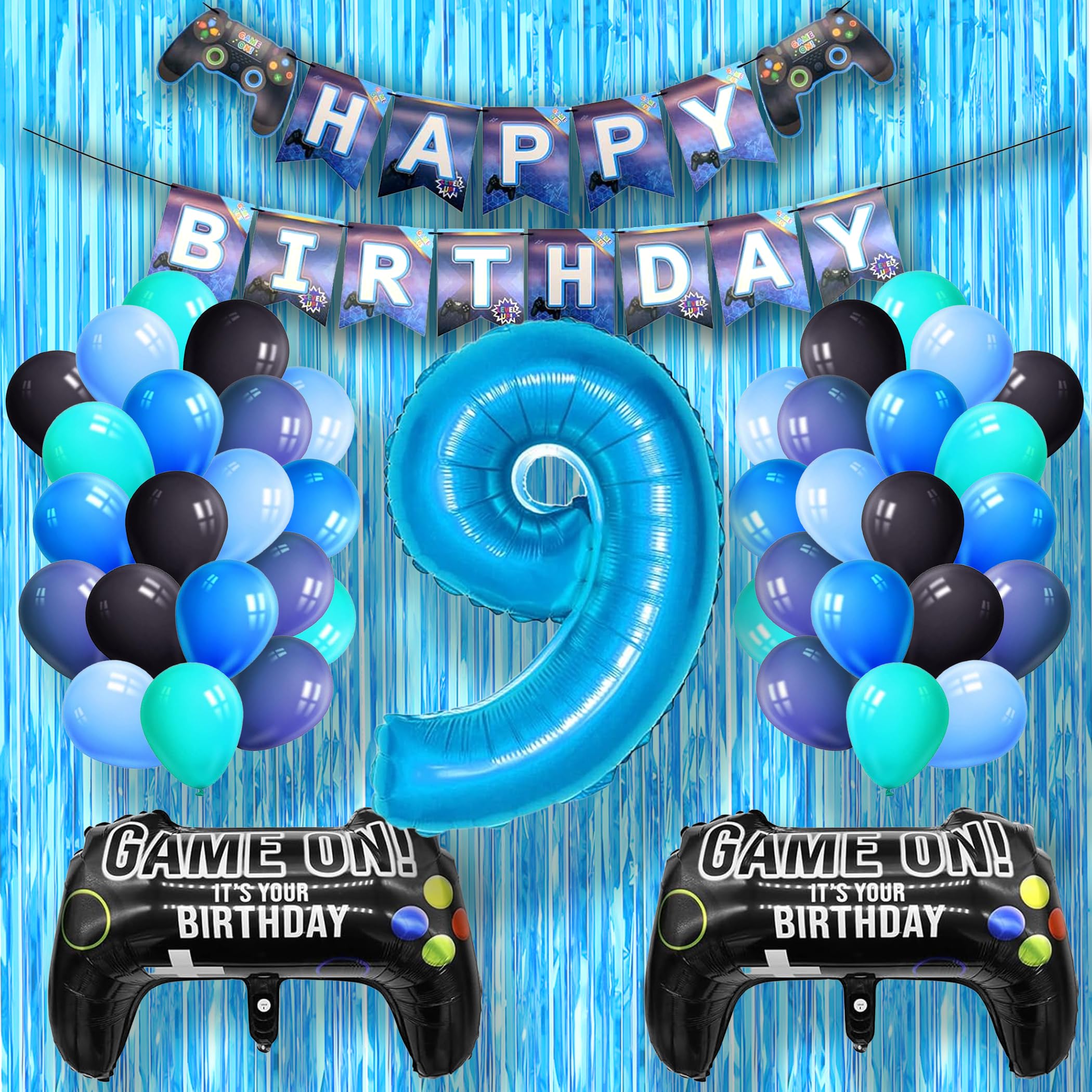 Gaming Party Deko Set Für 9. Geburtstag – Mit Luftballons, Folienballons, Nummer 9, Bunt & Kinderfreundlich