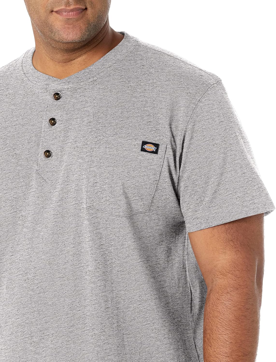 Dickies Mens Heavyweight Henley Shirts, Heather Gray, 3X-Large Tall US - Image 3