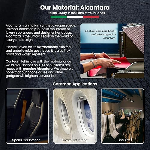 Miniatura 7 de ALMA Alcantara - Funda para iPhone serie 13 (13 Pro Max, gris)