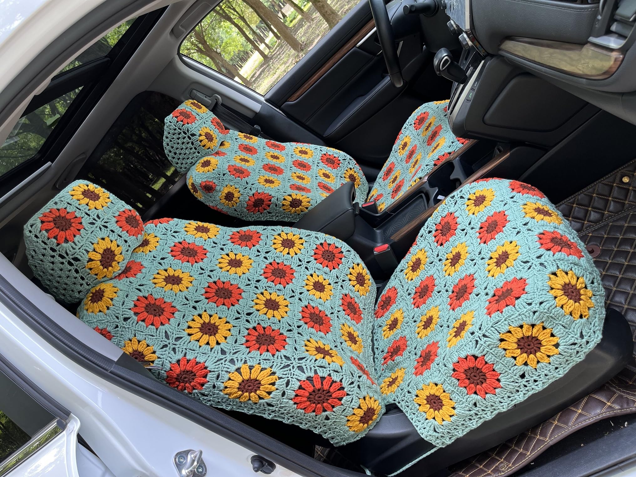 Amazon | YDMZZB カーシートカバー ハンドメイド かぎ針編み