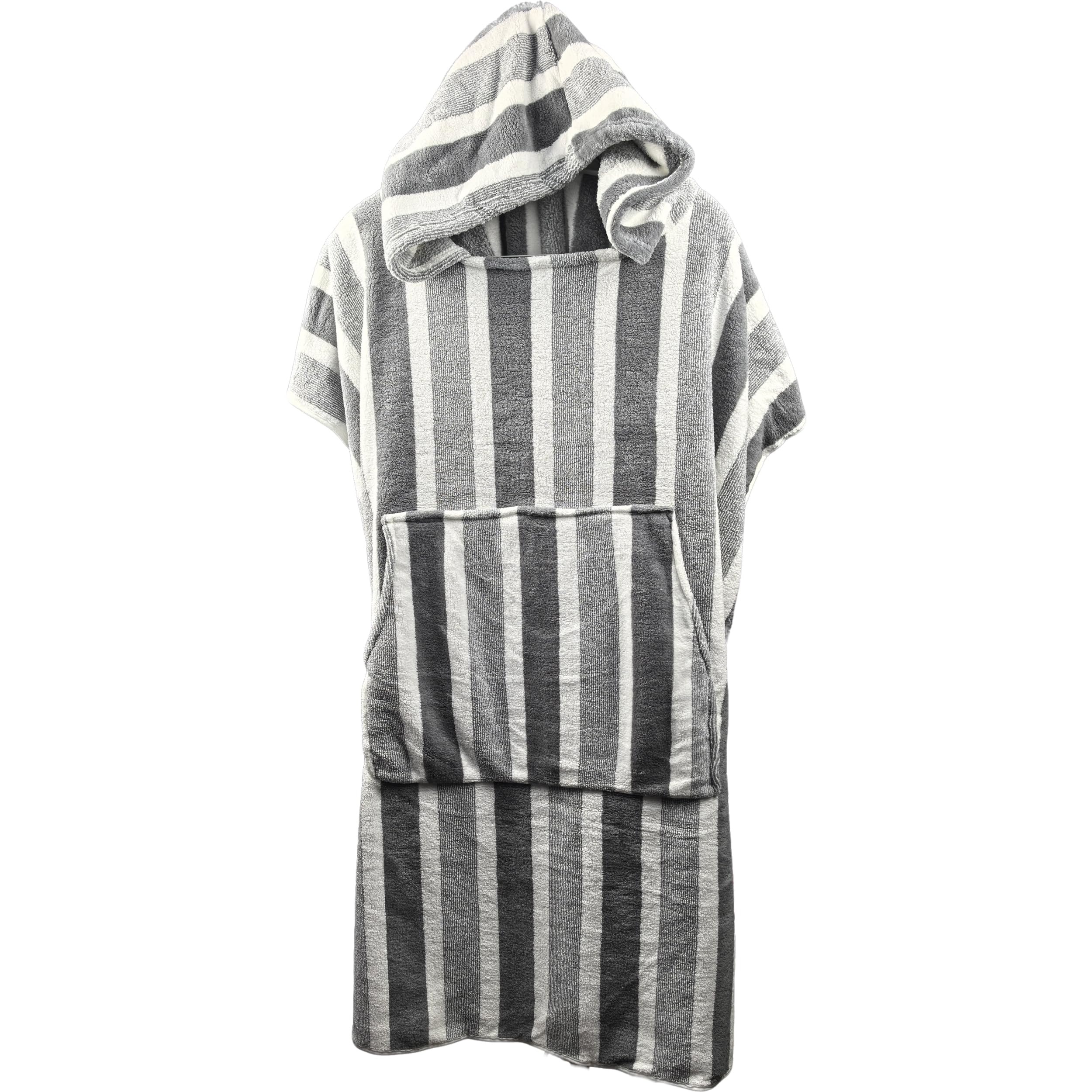 SOFTBATFY Changing Towel Swim Poncho Towel with Pocket Plus Size Warm Coral Fleece Hoodie Towel -One Size Fit All (Grey)