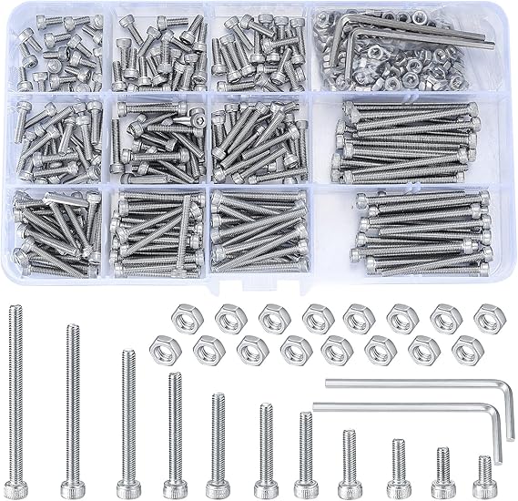 440 Pcs M3 Bolts and Nuts Sets, 304 Stainless Steel Hex Socket Button