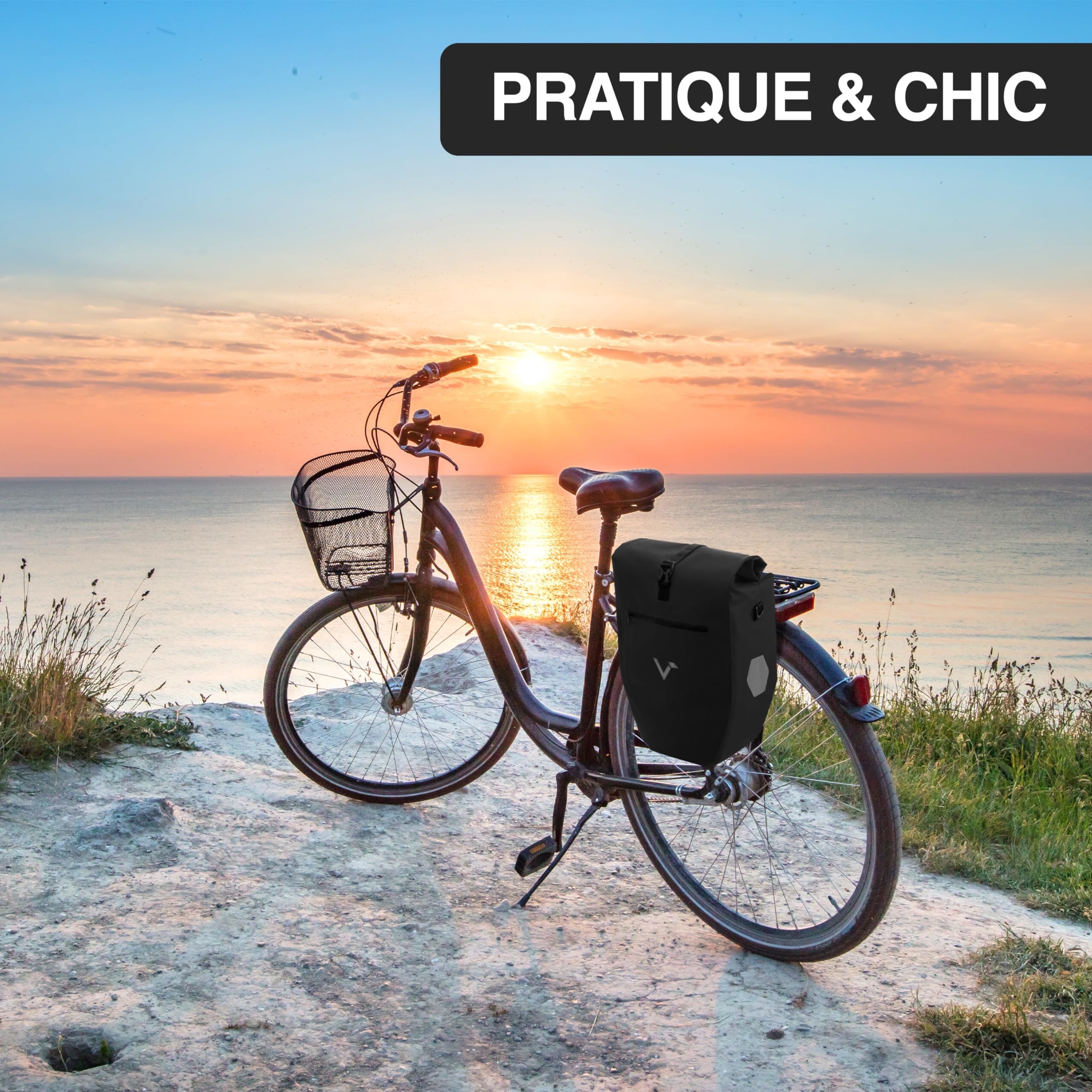Valkental - Grand Sac étanche pour Porte-Bagages - Sacoche de vélo pour Porte-Bagages avec Grands réflecteurs [verrouillable] Fixation Ultra-résistante - Plusieurs Fois primé - Conçu pour Durer