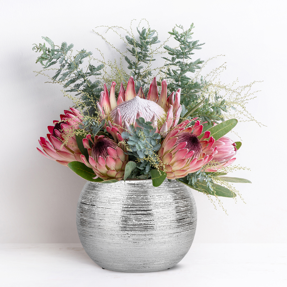 Amazon.com: Silver Planter Pot Indoor Decorative Centerpiece Round