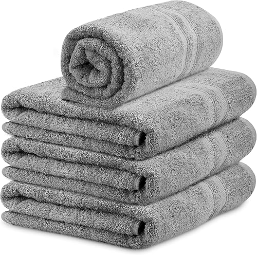 TALVANIA Toallas de baño de lujo, 100% algodón hilado en anillo, 650 GSM, 4 toallas de baño grandes de hotel, perfectas para piscina, spa, baños