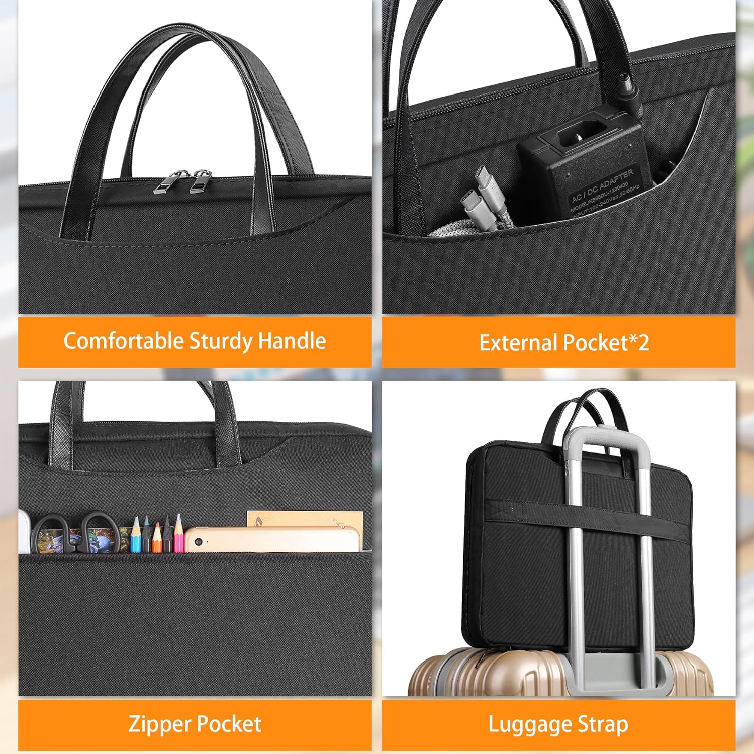 Laptop Bag,15.6 Inch Laptop Case with 13 Pockets Accordion File Organizer,Durable & Water-Repellent Fabric Computer Bag Compatible for Lenovo, HP, Dell, MacBook,Gifts for Women Men - Image 4