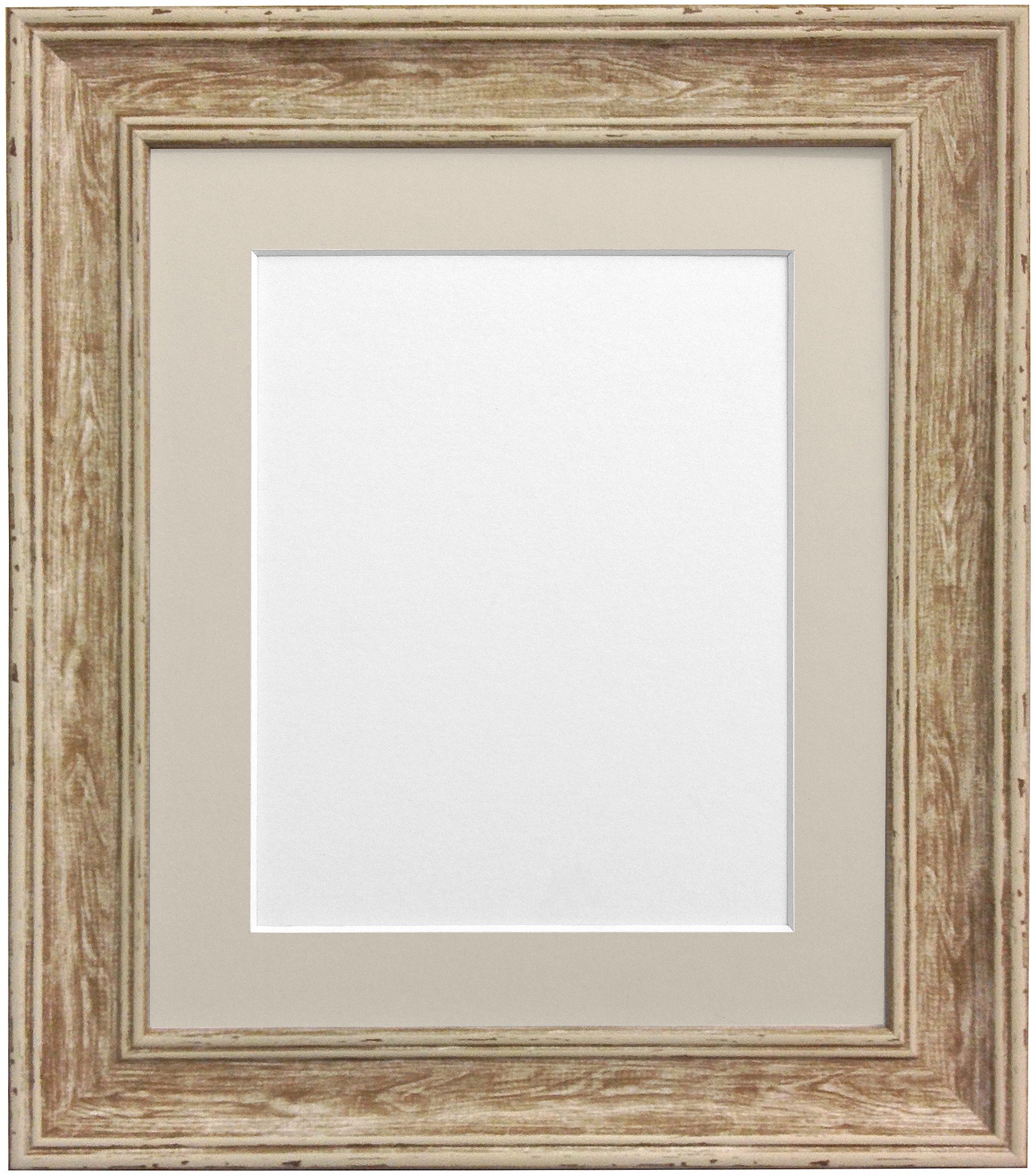 Frames By Post Light Grey Mount Scandi Distressed Wood Picture Photo Frame With A1 Image Size A2