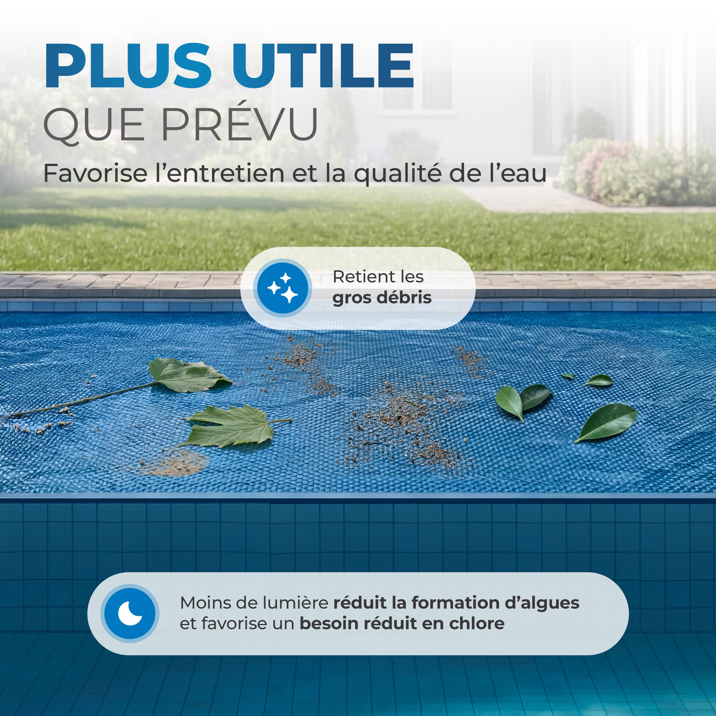 Miganeo Premium Bâche à Bulles 732x366 cm Rectangulaire | Noir/Bleu | découpable | Couverture de Piscine Solaire | Chauffage de Piscine