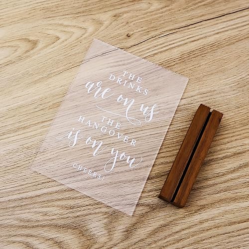 Miniatura 2 de Letrero acrílico de barra abierta de boda con soporte de madera, aspecto de cristal de 5 x 7 pulgadas, acrílico transparente con soporte para