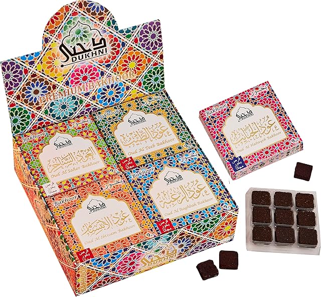 Oud Bakhoor Collection Set     by Dukhni |12 Assorted Boxes | 120 pc Bakhoor |Refill Packs | Arabic Bakhoor Incense | Perfect for Prayer time, Ramadan, Eid, gifts & hampers | Long Lasting