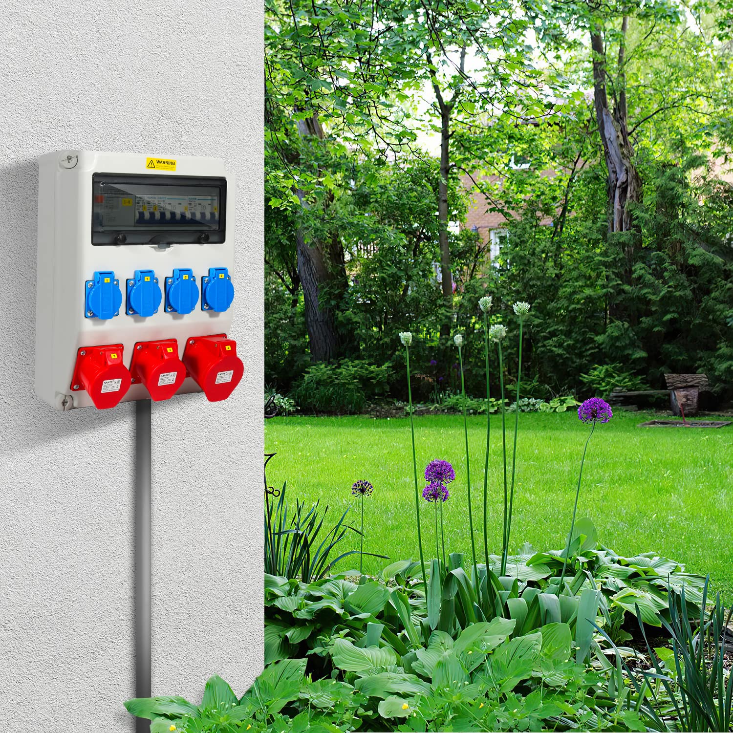 Fogmiea Wandverdeler met stroomonderbreker, 5-polige bouwstroomverdeler