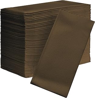 AMERICAN HOMESTEAD Paper Napkins - Brown Disposable Linen-Like Dinner Napkins - Restaurant-Quality Table Serviettes for Weddings, Parties, and Events - 15.75" x 15.75" - 50 Count