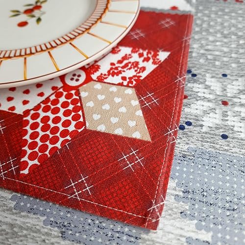 Miniatura 5 de Christmas Print Napkins Set of 10, Red and Green Christmas table decor, fabric dinner table napkins with Christmas Simbols, Farmhouse Christmas