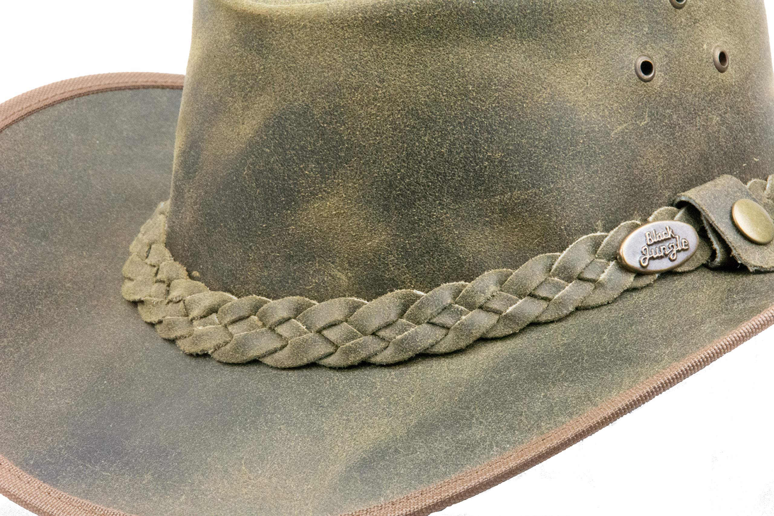 Black Jungle - Cappello in pelle Bulat, cappello australiano, stile cowboy