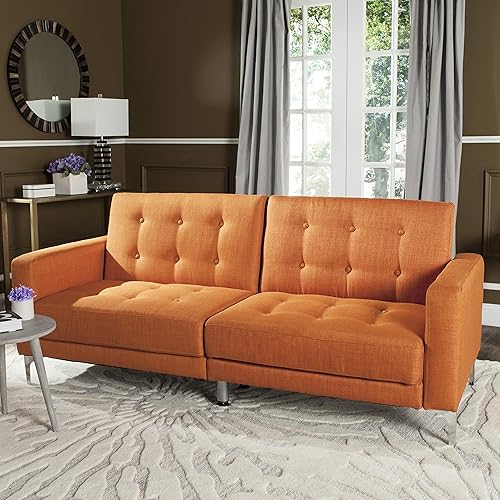 Safavieh Livingston Collection Soho - Sofá cama plegable copetudo naranja