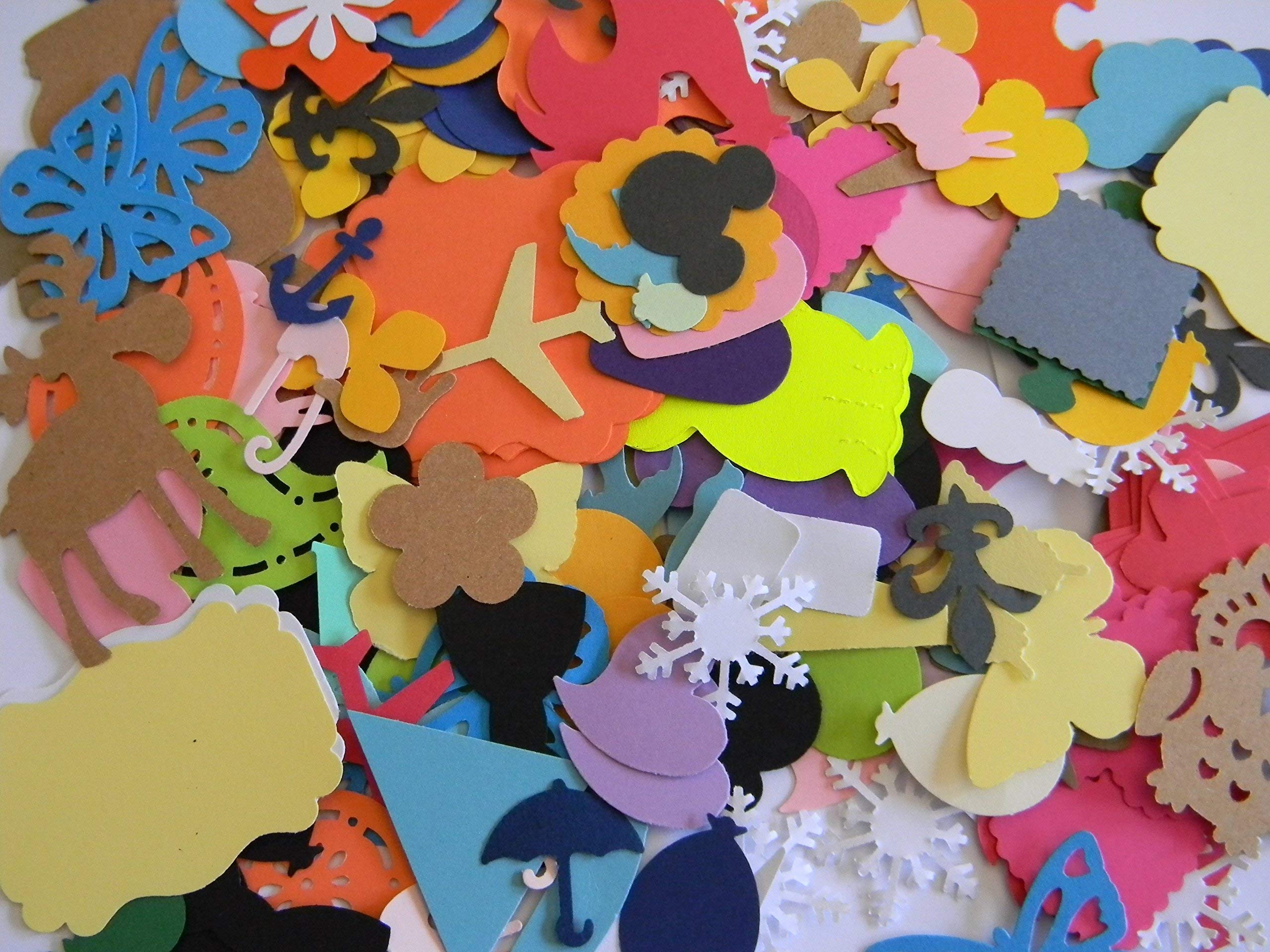 500 piece grab bag lot of shapes die cuts - confetti party school decor card making collage scrapbooking.
