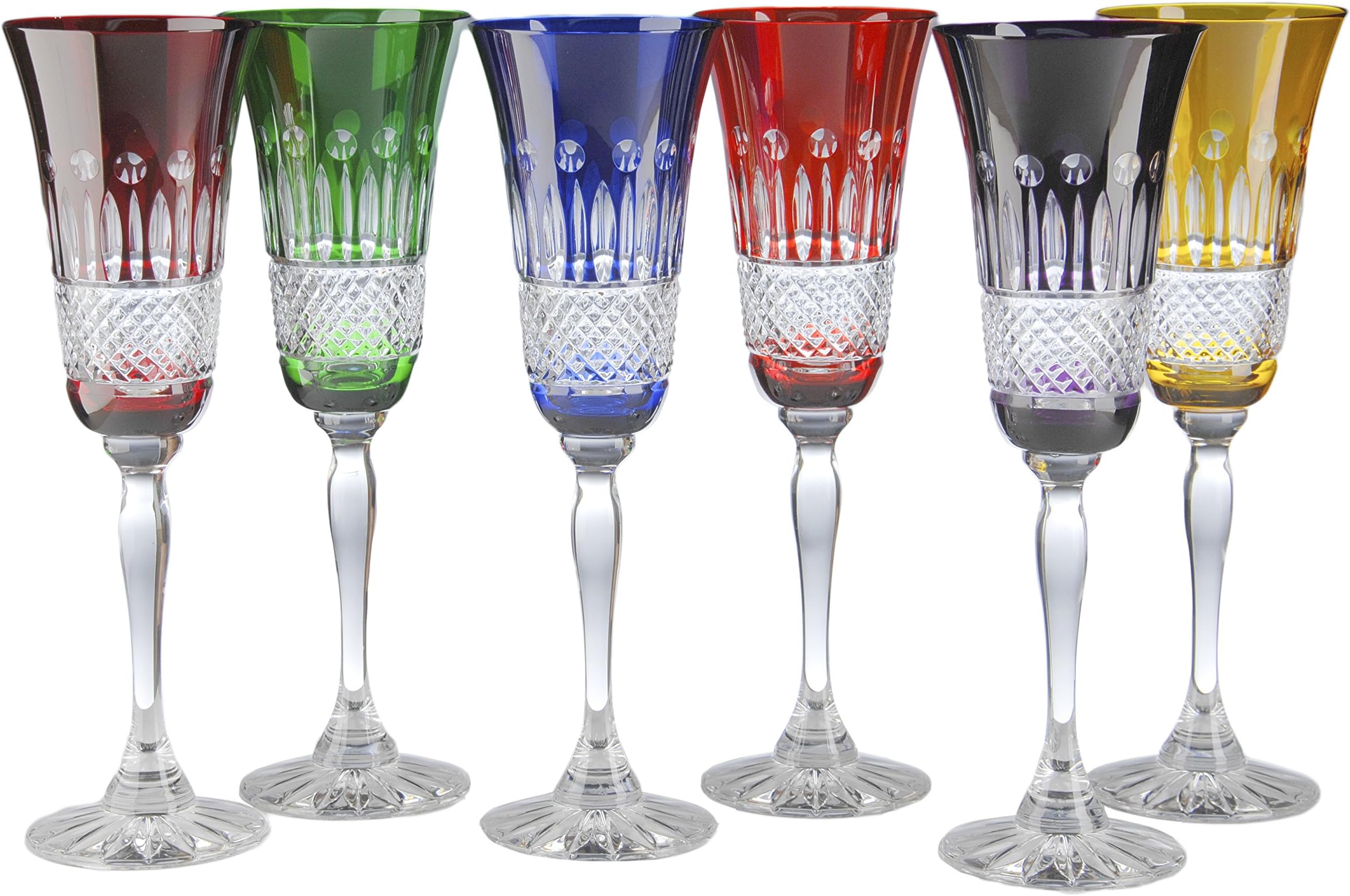 Cristal de Paris Yvan Cristal Champagne Flutes, Assorted Color, Set of 6