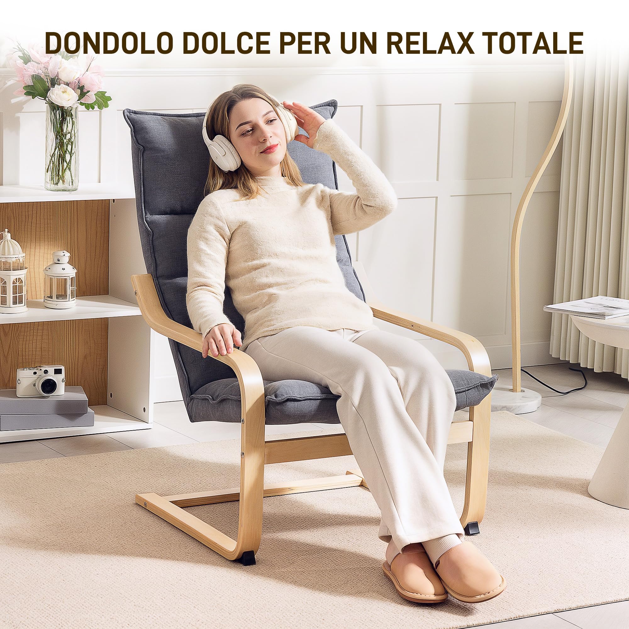 HOMCOM Sillón de Salón Moderno Butaca de Salón con Respaldo Alto Reposabrazos y Patas de Madera Tapizado en Terciopelo Butaca para Dormitorio Sala de Estar Gris