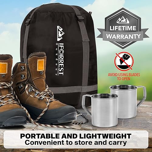 Miniatura 7 de Saco de dormir doble para adultos, para 2 personas, clima frío (3-4 estaciones), cama de campamento, extra ancho y cálido, tamaño Queen XL