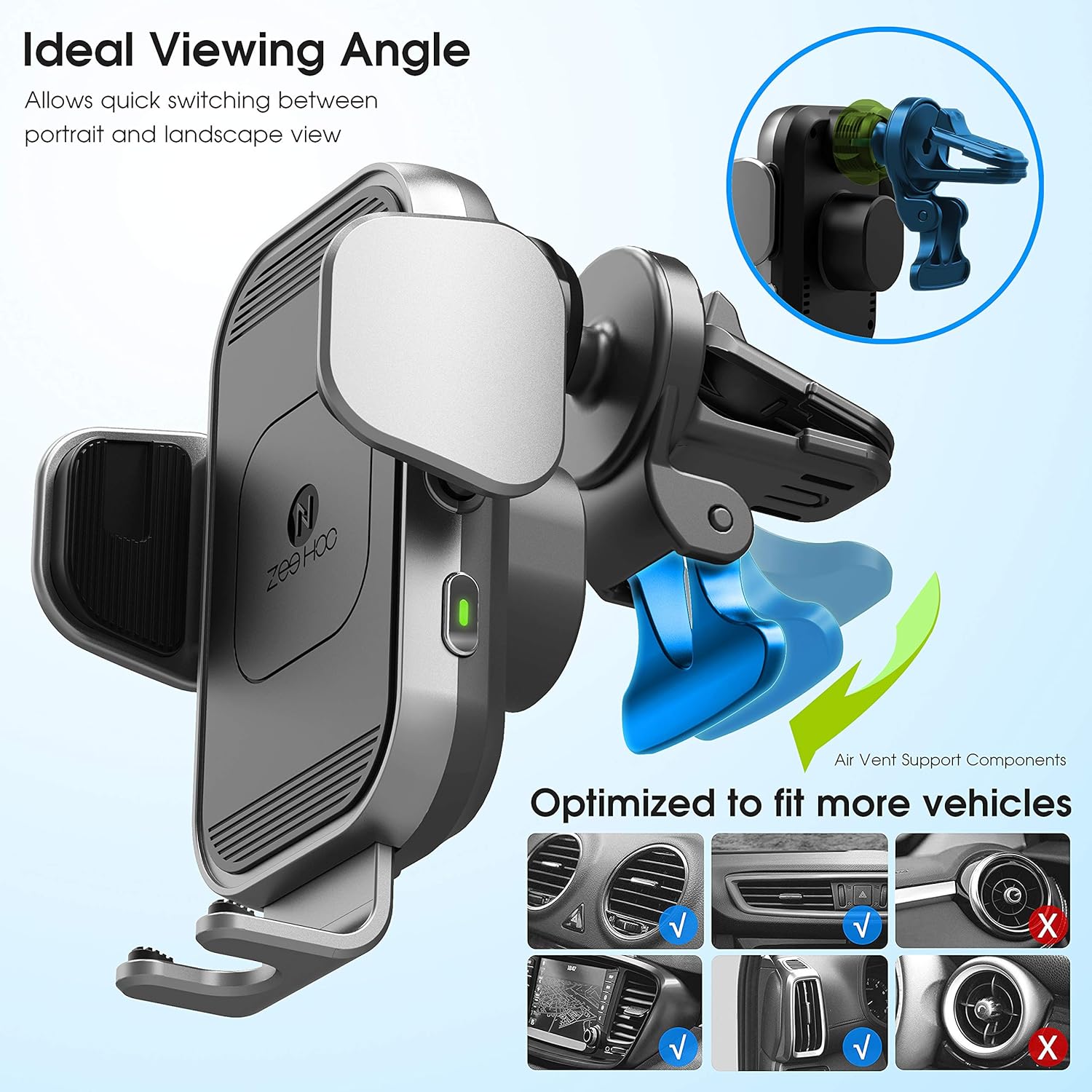 Exсluѕіvе Dіѕсоunt 80% оƒƒеr [Upgraded Version] ZeeHoo Wireless Car Charger,15W Qi Fast Charging Auto-Clamping Car Mount,Windshield Dash Air Vent Phone Holder Compatible with iPhone 13 12 Mini 11 Pro Max,Samsung S22 Note 20(Grey)