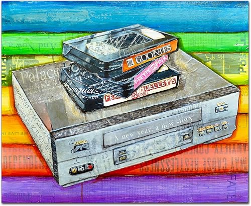 Miniatura 6 de Be Kind Rewind - Impresión artística de Danny Phillips, sin marco, VCR retro con cintas Vhs, pintura de collage mixta retro vintage, todos los
