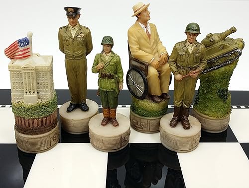 Miniatura 2 de World War 2 WW2 Conjunto de piezas de ajedrez hombres pintadas a mano - NO tablero