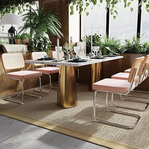 Miniatura 7 de Farini Juego de 2 sillas de cocina y comedor, sillas modernas de mediados de siglo, respaldo de malla sin brazos, sillas de ratán para el comedor