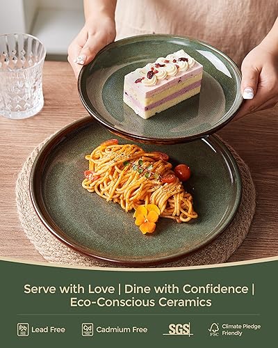 Miniatura 5 de Juego de vajilla de cerámica para 4, juego de 12 platos y cuencos de esmalte reactivo, juego de platos de cerámica hecho a mano, altamente