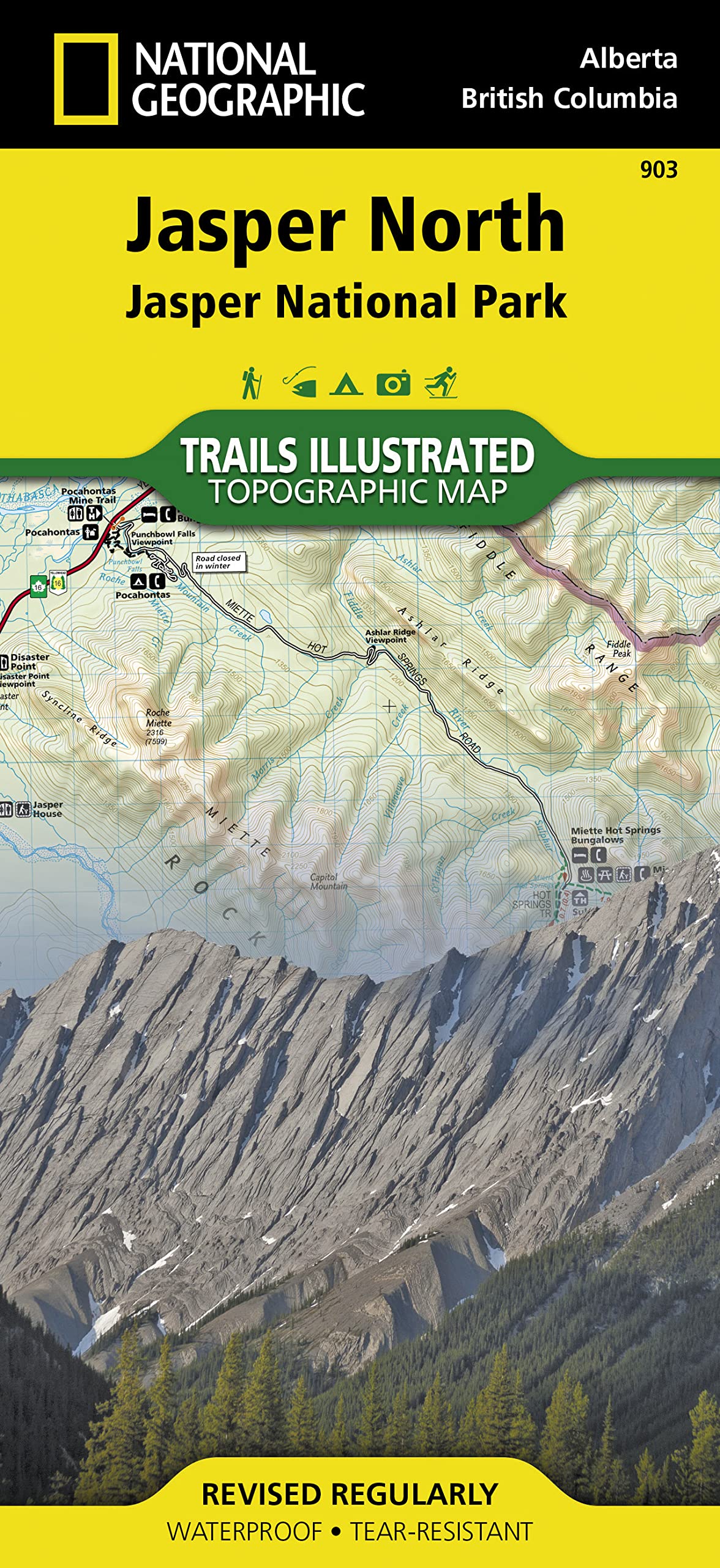 Jasper North National Park Map – National Geographic Trails Illustrated | Waterproof Topographic Hiking Map with Trails, Backcountry Campsites, and GPS Coordinates (Canada Rockies)