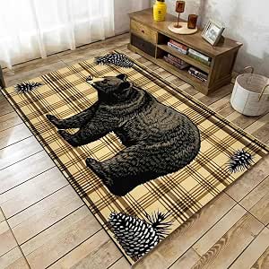Rustic Lodge Black Bear 8x10 Area Rug, 7'10x9'10-814542