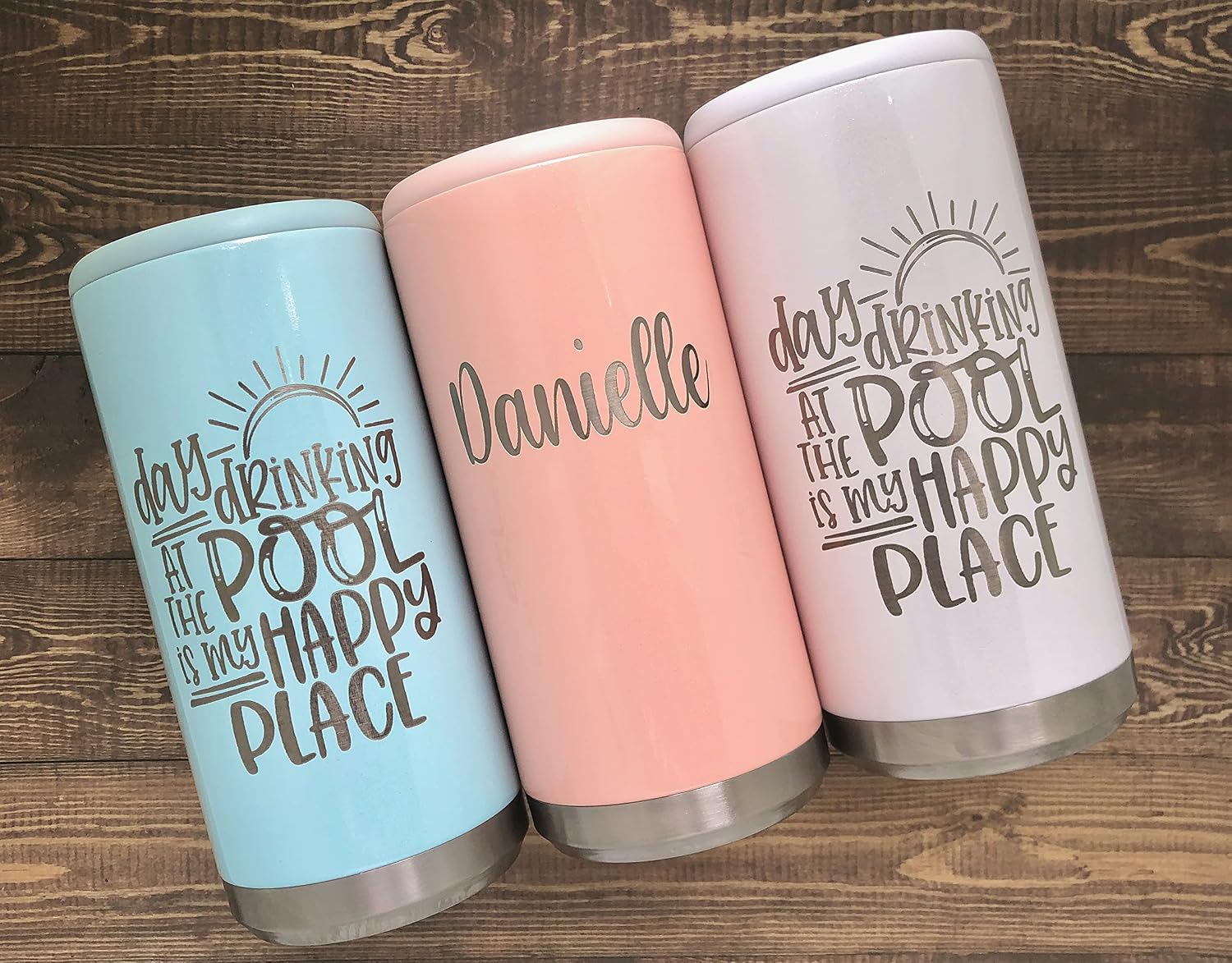 Personalized Can Cooler-Skinny Hard Seltzer-Day Drinking-Lake Life-Beach-Pool Days-Summer Coozie-Day Drinker-Floating the River-Girls Trip Gift-Tubing Tip Favors