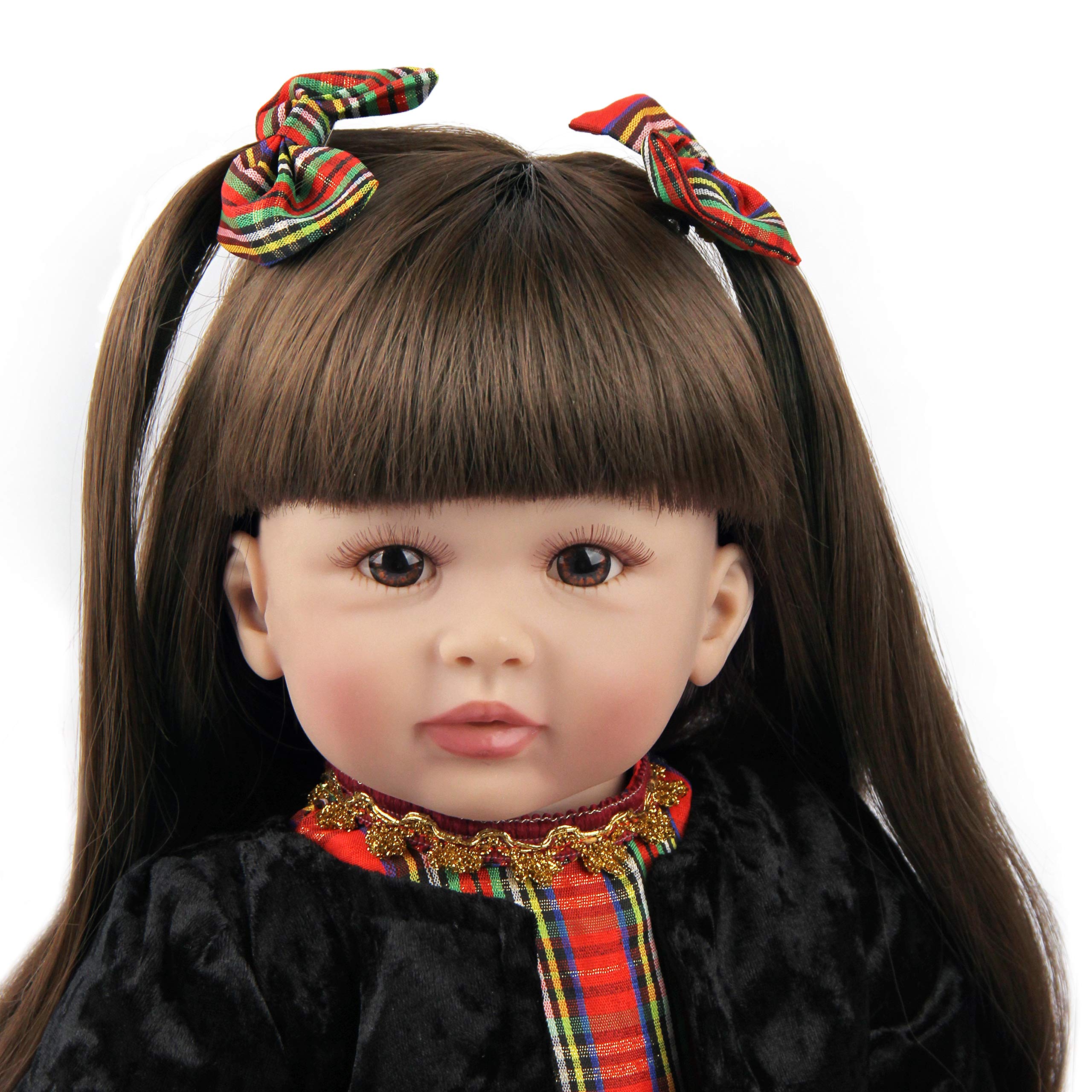 ZIYIUI Reborn Kleinkind-Puppen 60 cm weiches Silikon-Vinyl realistische Reborn Puppen Mädchen mit langem Haar echte Babypuppen, die echt aussehen Neugeborene