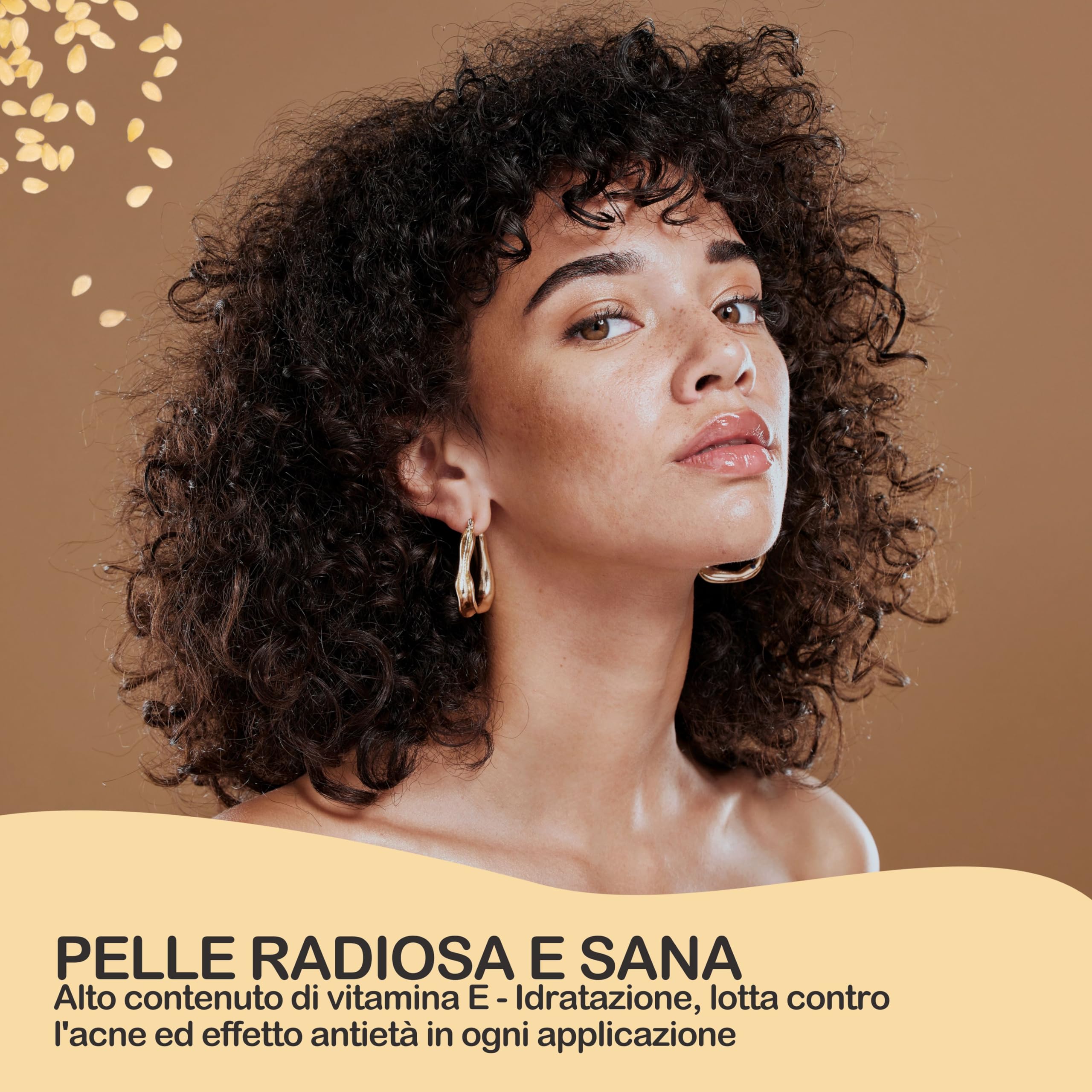 Olio di Sesamo Biologico 100% Puro e Certificado. Olio di Semi di Sesamo Naturale Spremuto a Freddo. Sesamo BIO Massaggio di Corpo, Capelli, Ayurveda, Beauty - 100 ml