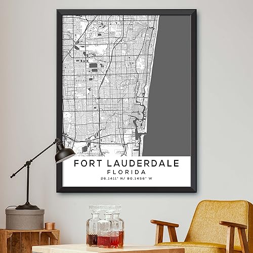 Mapa de Fort Lauderdale, Florida, Luz 2 (36x48)