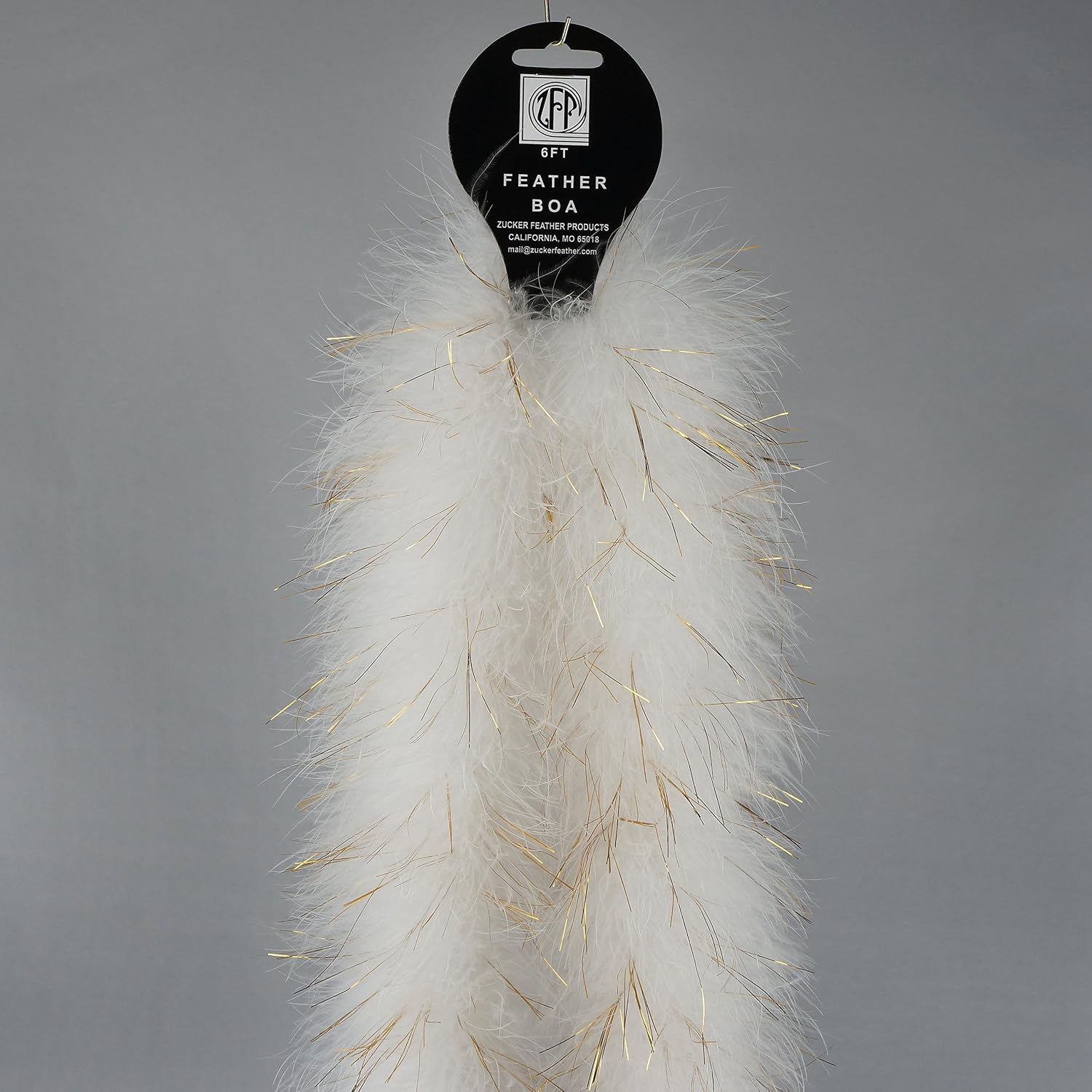ZUCKER™ Marabou Boas with Lurex - 3" - White - Gold Lurex