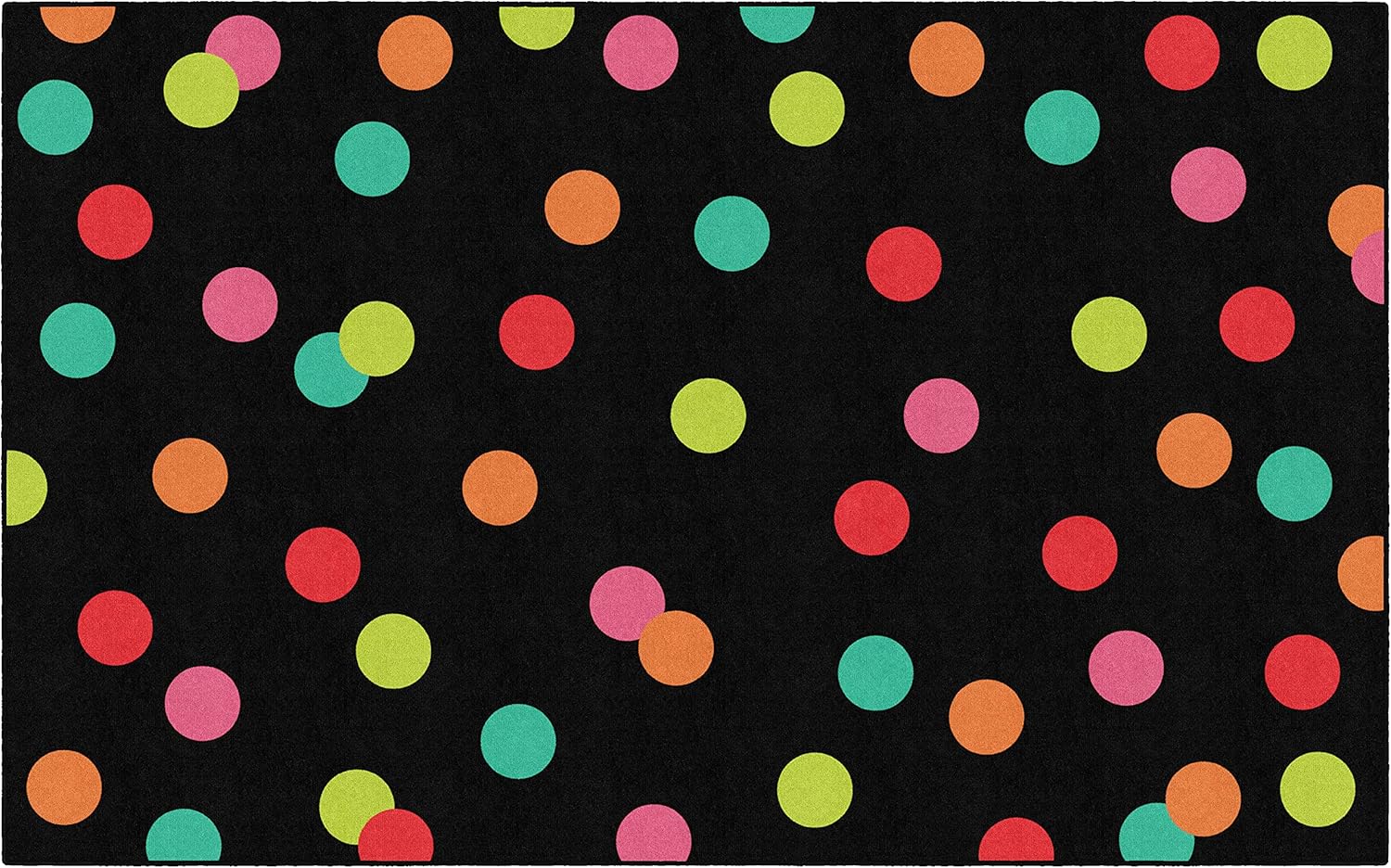 Flagship Carpets Schoolgirl Style Black White and Stylish Brights Polka Dots Classroom Area Rug for Indoor Classroom Learning or Kid Bedroom Educational Play Mat, 7'6'x12' 7'6' x 12' (Rectangular) Black